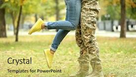  Presentation with wife - Cool new PPT theme with soldier reunited with wife backdrop and a yellow colored foreground