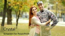  Presentation with wife - Amazing slides having soldier reunited with wife backdrop and a yellow colored foreground