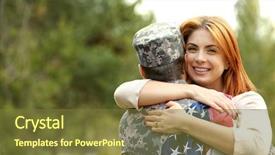  Presentation with wife - Amazing slide set having soldier reunited with wife backdrop and a tawny brown colored foreground