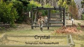  Presentation with obstacle course - Slide set consisting of soldier running through obstacle course background and a coral colored foreground