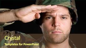  Presentation with military - Audience pleasing theme consisting of military man saluting backdrop and a tawny brown colored foreground