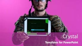  Presentation with failure - Amazing presentation design having soldier-showing-a-tablet-computer backdrop and a purple colored foreground