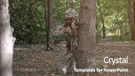  Presentation with aim and objectives - Presentation theme having soldier taking aim from rifle background and a gray colored foreground