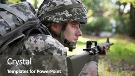  Presentation with forest school - Audience pleasing presentation theme consisting of soldier taking aim from rifle backdrop and a dark gray colored foreground