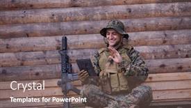  Presentation with military family - Slides consisting of soldier-using-tablet-computer-against background and a gray colored foreground