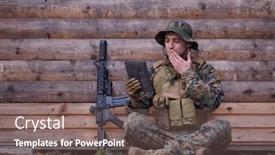  Presentation with military family - Colorful slides enhanced with soldier-using-tablet-computer-against backdrop and a violet colored foreground