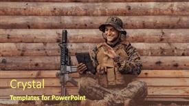  Presentation with military family - Slides with soldier-using-tablet-computer-against background and a tawny brown colored foreground