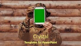  Presentation with military family - Slide deck enhanced with soldier-using-tablet-computer-against background and a tawny brown colored foreground