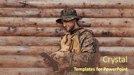  Presentation with military family - Presentation consisting of soldier-using-tablet-computer-against background and a tawny brown colored foreground