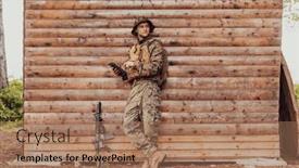  Presentation with military family - Presentation design enhanced with soldier-using-tablet-computer-against background and a coral colored foreground