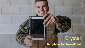  Presentation with brick wall - Presentation featuring soldier-using-tablet-computer-against background and a tawny brown colored foreground