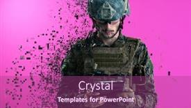  Presentation with computer network - Colorful presentation theme enhanced with soldier-using-tablet-computer-hands backdrop and a violet colored foreground