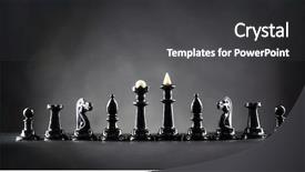  Presentation with chess - Cool new PPT theme with soldier winner - chess figures backdrop and a dark gray colored foreground