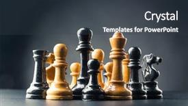  Presentation with chess - PPT layouts with soldier winner - chess figures background and a dark gray colored foreground