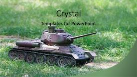  Presentation with tank - Presentation enhanced with soldier winner - toy tank on green grass background and a seafoam green colored foreground