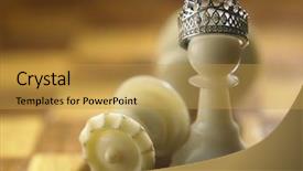  Presentation with king crown - PPT layouts featuring soldier winner - white chess pawn background and a yellow colored foreground