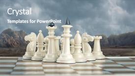  Presentation with chess - Beautiful PPT theme featuring soldier winner - white chess team backdrop and a gray colored foreground