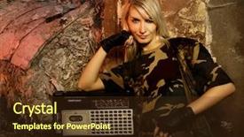  Presentation with music - Beautiful PPT theme featuring soldier with a retro music backdrop and a tawny brown colored foreground