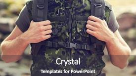  Presentation with close up of young girls - Slide deck enhanced with soldier with backpack in forest background and a dark gray colored foreground