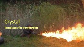  Presentation with ww2 film - Slide deck with soldier with flame-thrower ww2 background and a tawny brown colored foreground