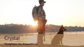  Presentation with german - Cool new slides with soldier with german shepherd dog backdrop and a coral colored foreground