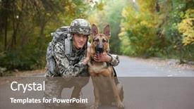  Presentation with asphalt road - Amazing slides having soldier with military working dog backdrop and a tawny brown colored foreground