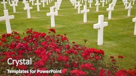  Presentation with cemetery - Beautiful slides featuring american cemetery in omaha beach backdrop and a tawny brown colored foreground