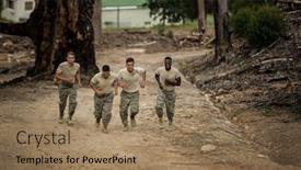  Presentation with boot camp - Audience pleasing presentation consisting of soldiers running in boot camp backdrop and a coral colored foreground