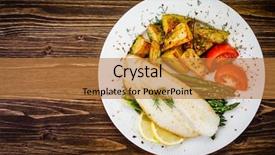  Presentation with fish - Theme consisting of sole - fish dish - fried fish background and a gold colored foreground