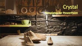  Presentation with workshop - Amazing PPT layouts having sole - picture of shoes on table backdrop and a tawny brown colored foreground