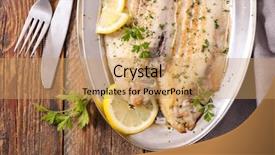  Presentation with aquaculture big cages for fish - Presentation theme having sole fish cooked with herb background and a  colored foreground