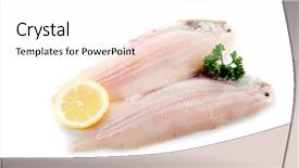  Presentation with ready - Colorful presentation design enhanced with sole fish ready to cook backdrop and a sky blue colored foreground