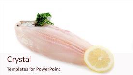  Presentation with anti nutrition in fish - Audience pleasing PPT theme consisting of sole fish ready to cook backdrop and a lemonade colored foreground