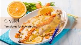  Presentation with celery - Presentation theme with sole fish with carrots celery background and a yellow colored foreground