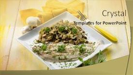  Presentation with mushroom - Colorful presentation design enhanced with sole-fish-with-sauteed-mushroom backdrop and a blonde colored foreground