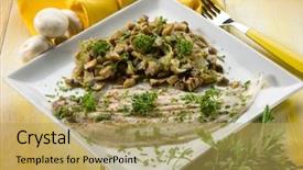  Presentation with post apocalypse sole survivor - Presentation theme having sole fish with sauteeed mushroom background and a  colored foreground