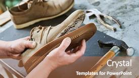  Presentation with repair - Amazing presentation theme having sole for male footwear backdrop and a coral colored foreground