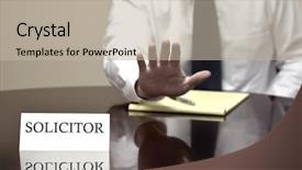  Presentation with desk - Beautiful slide deck featuring solicitor at desk holding hand backdrop and a mint green colored foreground