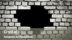  Presentation with brick wall - Amazing slides having solid border - large hole on brick wall backdrop and a gray colored foreground
