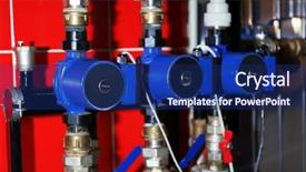 Presentation with fire system - Colorful PPT theme enhanced with solid fire - heating system in a boiler backdrop and a navy blue colored foreground