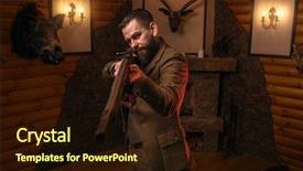  Presentation with hunting - Colorful presentation enhanced with solid fire - hunter man aims backdrop and a wine colored foreground