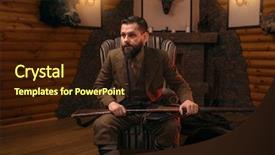  Presentation with gun - PPT theme featuring solid fire - hunter man with old gun background and a wine colored foreground
