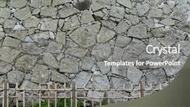  Presentation with marble tile texture stone wall - Presentation theme enhanced with solid foundation - stone wall texture background and a gray colored foreground