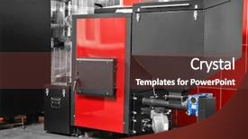  Presentation with fuel - Colorful slide deck enhanced with solid fuel boiler against red backdrop and a tawny brown colored foreground