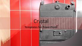  Presentation with boiler - Slide deck with solid fuel boiler against red background and a red colored foreground