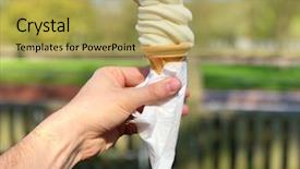  Presentation with ice cream cone - Slides having solid green - male hand presenting an ice background and a yellow colored foreground