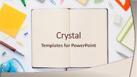  Presentation with green notebook - Audience pleasing slide set consisting of solid green - school accessories and open notebook backdrop and a lemonade colored foreground