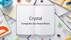  Presentation with green notebook - Colorful presentation enhanced with solid green - school accessories and open notebook backdrop and a white colored foreground