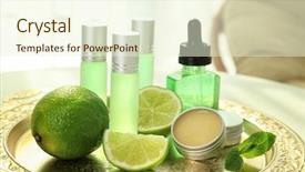  Presentation with mint - Cool new PPT theme with solid green - tray with perfumes limes backdrop and a cream colored foreground