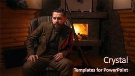  Presentation with hunting - Slide set having solid male hunter in traditional background and a wine colored foreground